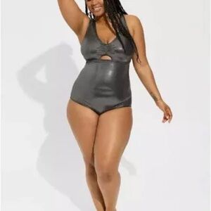 Torrid Metallic Black One Piece Swimsuit